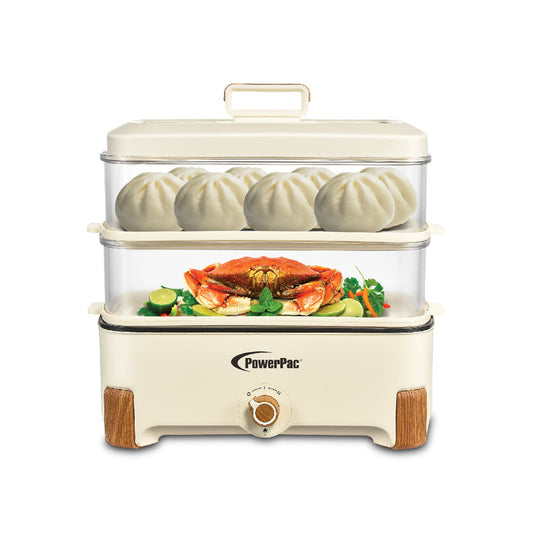 PowerPac 2in1 Multi function 2 Tier Food Steamer & Steamboat, Non-stick Inner Pot, 17L (PPS705)