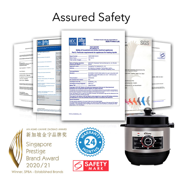 PowerPac 6.0L Electric Pressure Cooker, 7 Safety Features & Multi Preset Functions (PPC622)