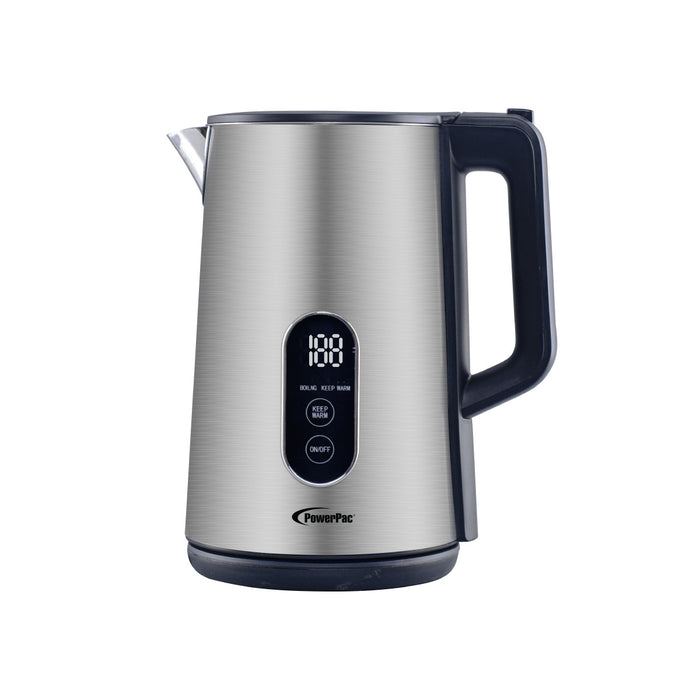 PowerPac Digital Kettle, Electric Kettle, Cordless Kettle Jug 1.7L Stainless Steel (PPJ2032)