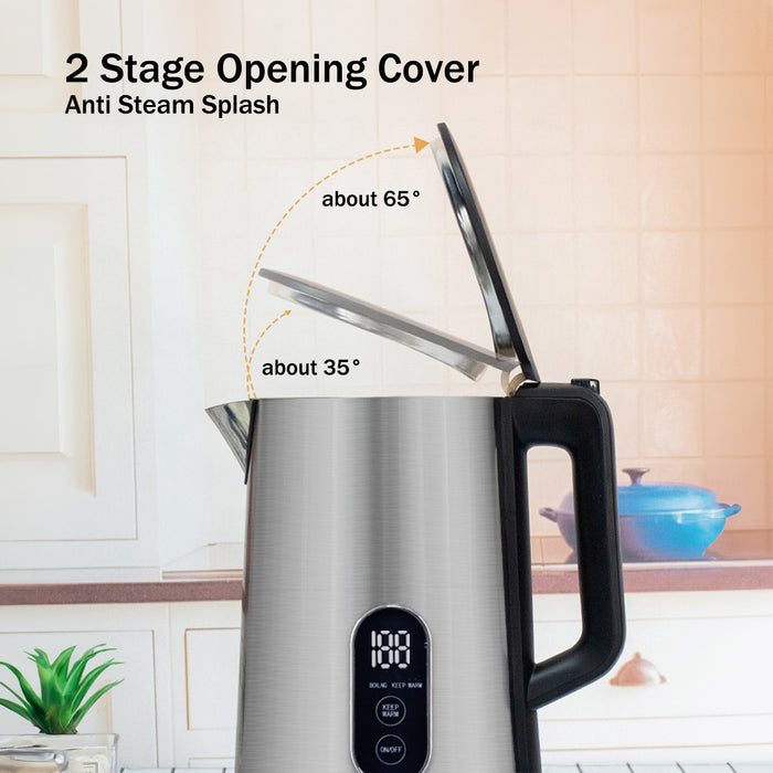 PowerPac Digital Kettle, Electric Kettle, Cordless Kettle Jug 1.7L Stainless Steel (PPJ2032)