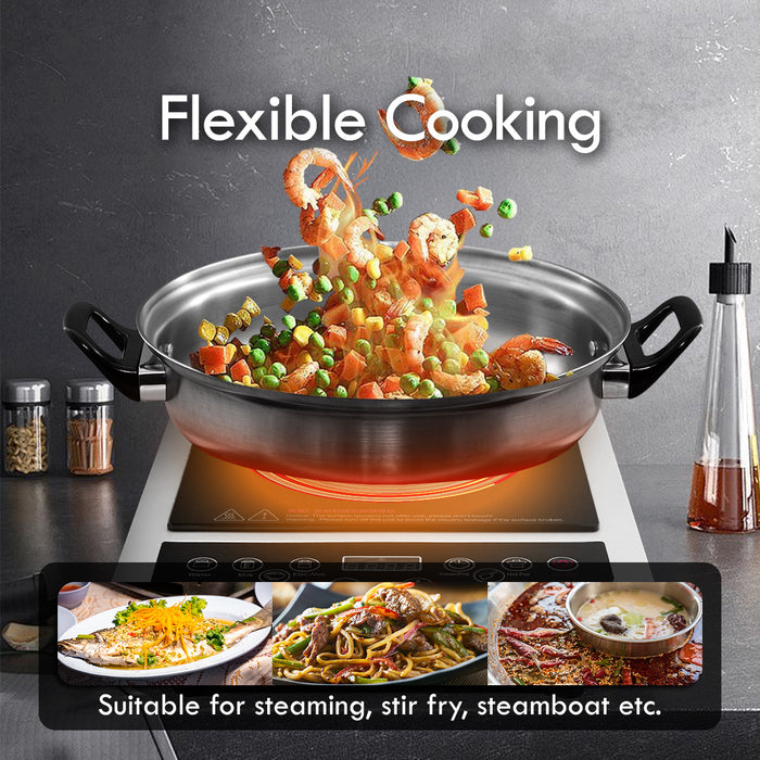 PowerPac Induction Cooker Steamboat with Stainless Steel Pot + Stainless Steel Steamer (PPIC848+ Steamer)