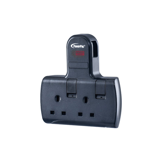 PowerPac Multi Plug Extension Adapter with 2 Way adapter, 2 Way Socket Adaptor (PP272BK)