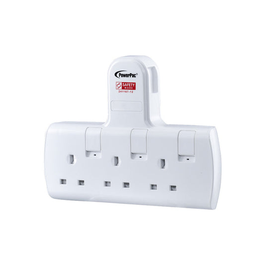PowerPac Multi Plug Extension Adapter with 3 Way adapter, 3 way Socket Adaptor (PP273)
