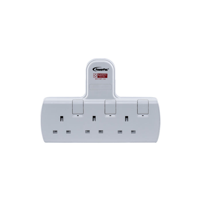 PowerPac Multi Plug Extension Adapter with 3 Way adapter, 3 way Socket Adaptor (PP273)