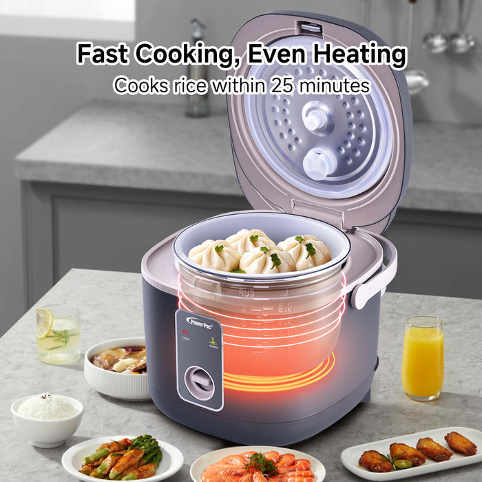 PowerPac Rice Cooker 0.8L with non-stick Inner Pot (PPRC610)  Ivory