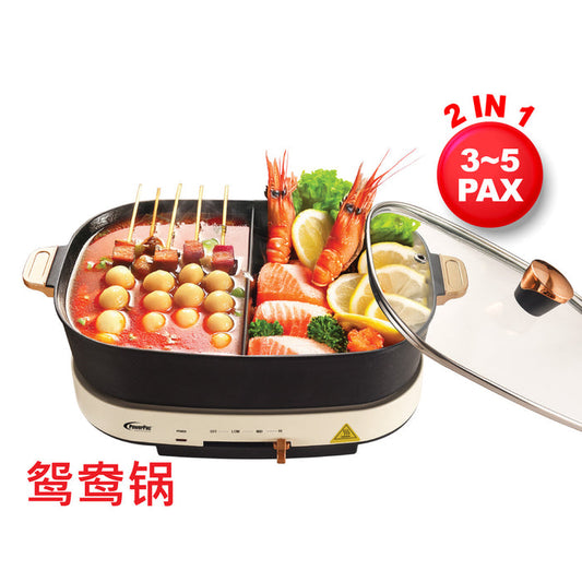 PowerPac Steamboat & Multi Cooker, Hot pot 4.5L with YuanYang Pot (PPMC768)