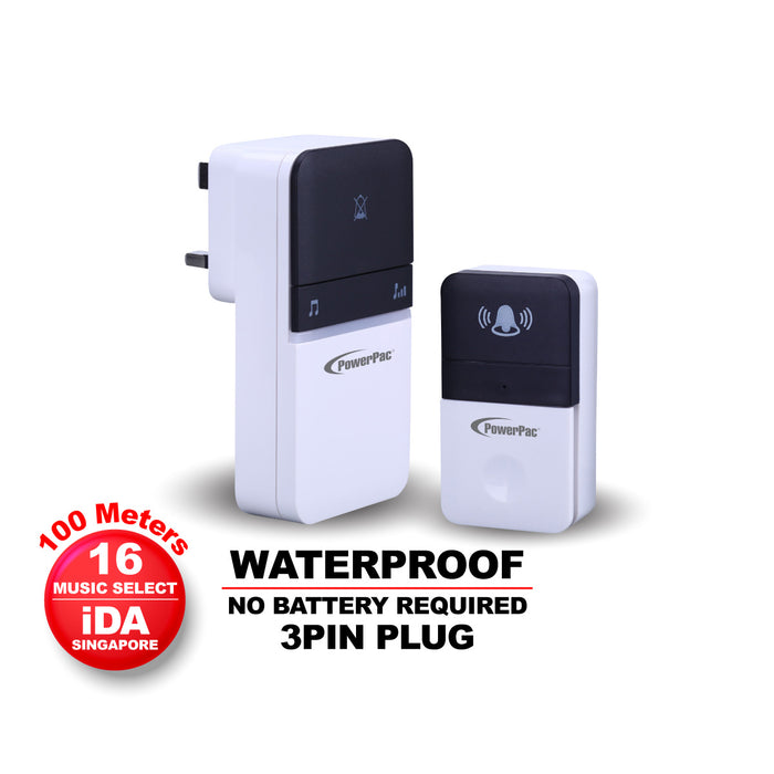 PowerPac Water proof Wireless Door Bell No Battery required (PP3243)