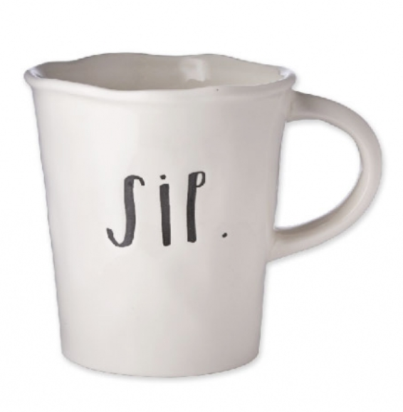 Rae Dunn Stem Print Cafe Mug - "Sip"