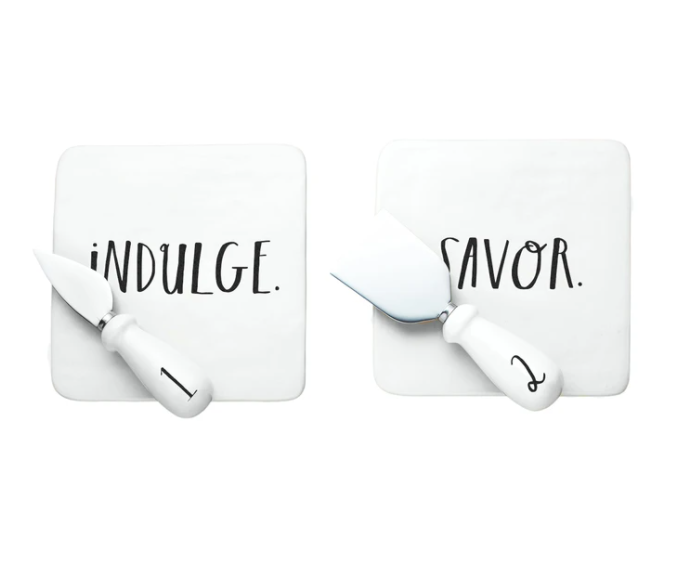 STEM PRINT INDULGE + SAVOR CHEESE SET WITH GIFT BOX