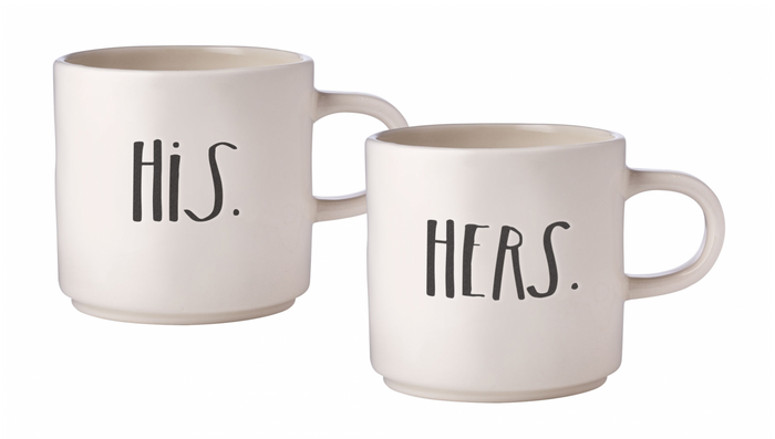 Rae Dunn Stem Print Mugs His/Hers - Set of 2