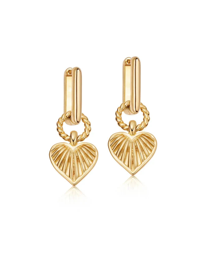 Ridge Heart Charm Earrings | 18ct Gold Plated Earrings Missoma
