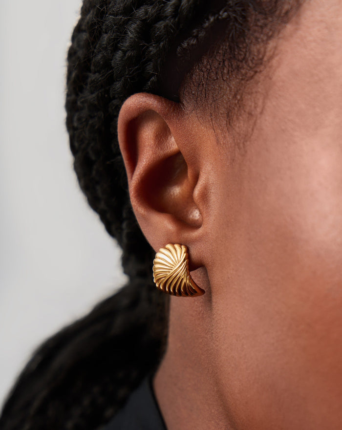 Ripple Stud Earrings | 18ct Gold Plated Earrings Missoma