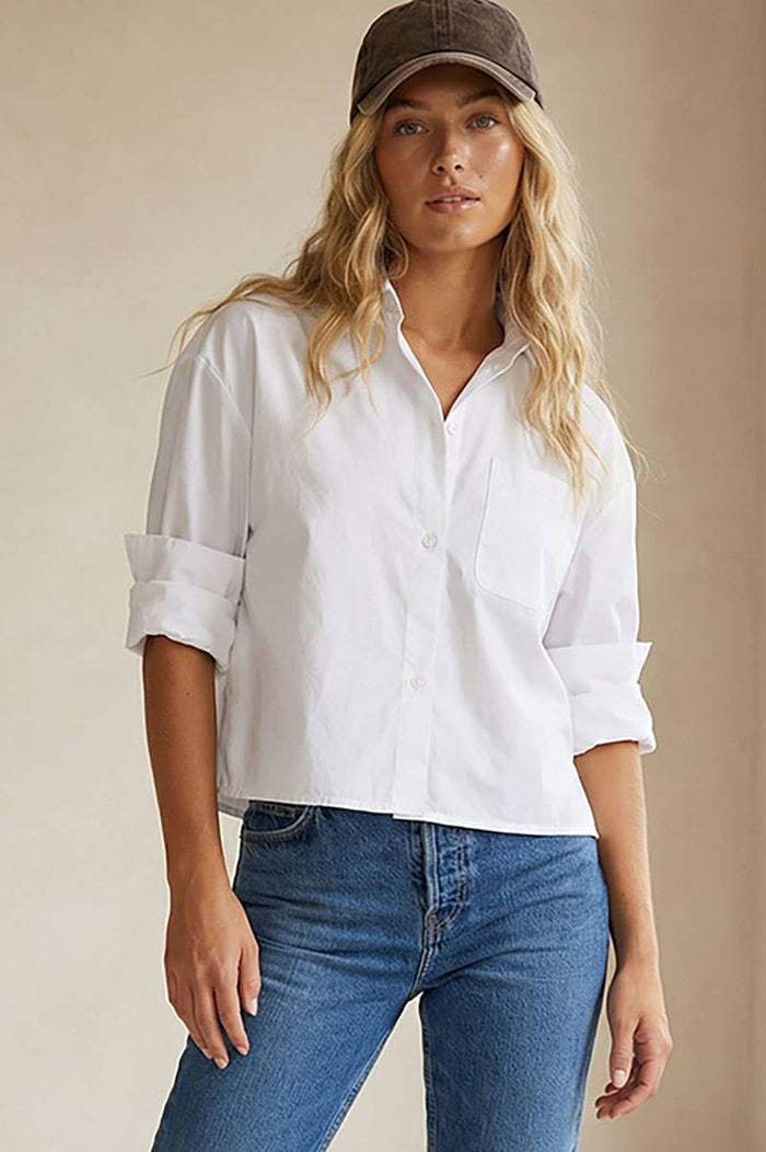 Rolled Sleeve Button Up Blouse
