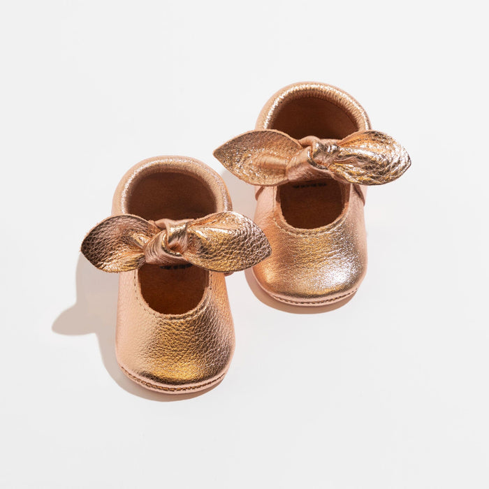 Rose Gold Knotted Bow Baby Shoe Knotted Bow Mocc Soft Sole