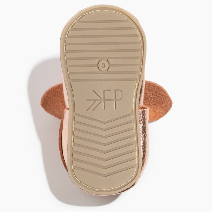 Rose Gold Knotted Bow Baby Shoe Knotted Bow Mocc Soft Sole