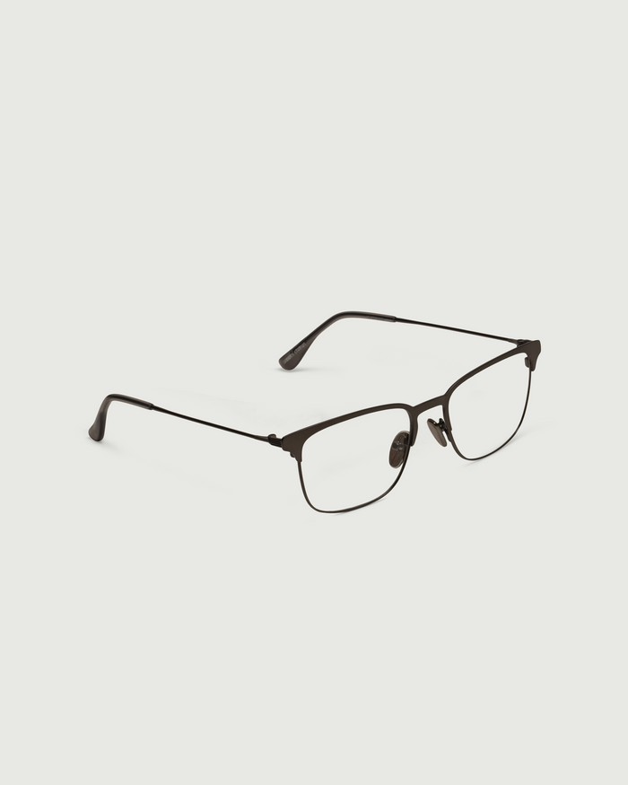 Gunmetal::Ross Eyeglasses Square Gray metal front diagonal