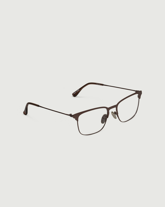 Sand Dollar::Ross Eyeglasses Square Brown metal front diagonal