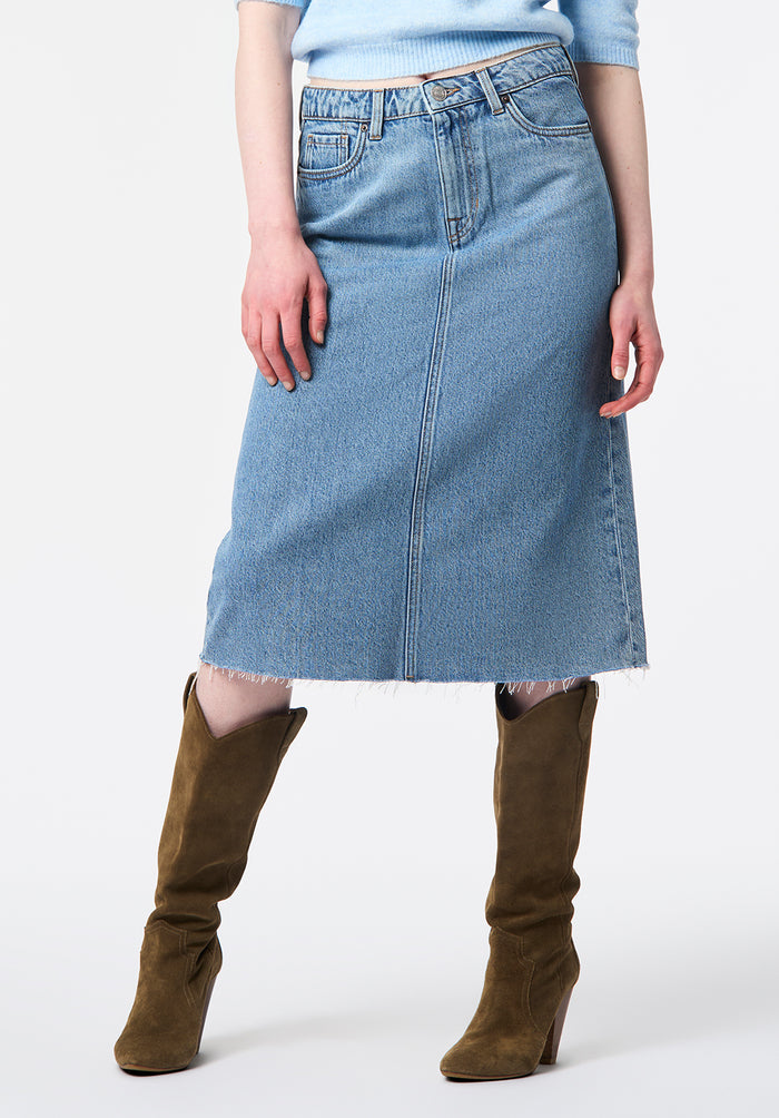 Buffalo Skirts Navy Denim Skirts Rigid High-Rise Flared Silhouette