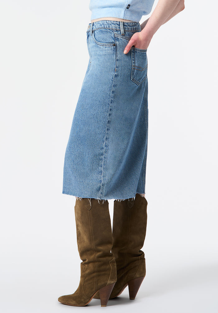 Buffalo Skirts Navy Denim Skirts Rigid High-Rise Flared Silhouette
