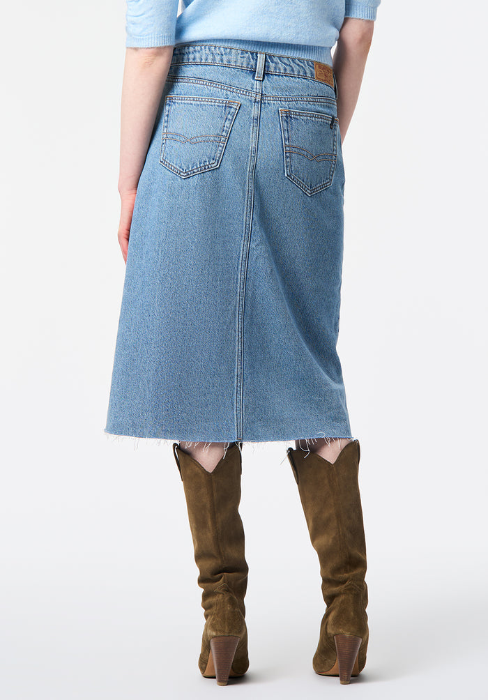 Buffalo Skirts Navy Denim Skirts Rigid High-Rise Flared Silhouette