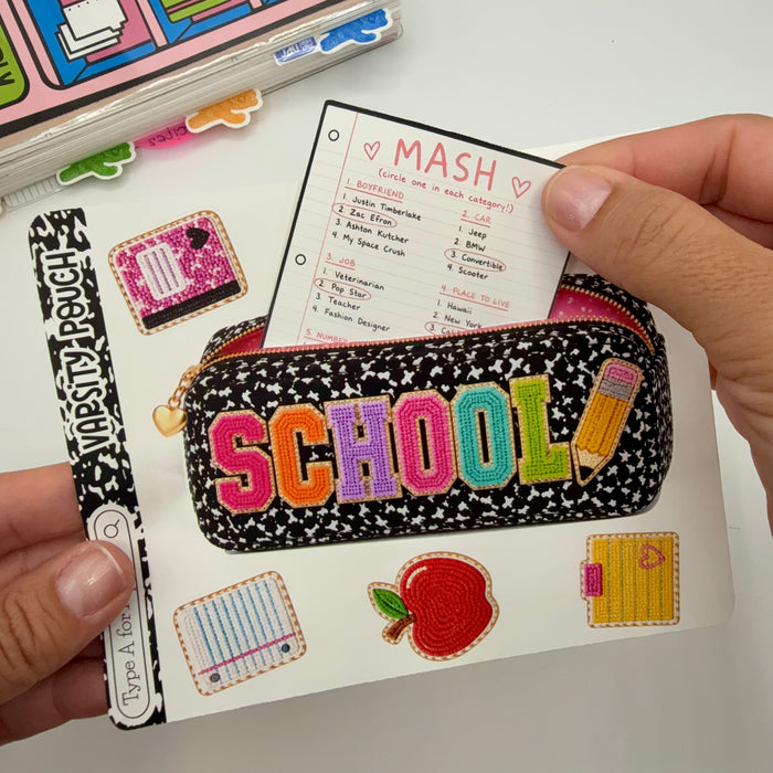 School Varsity Pouch Jumbo Journaling Sticker Pocket