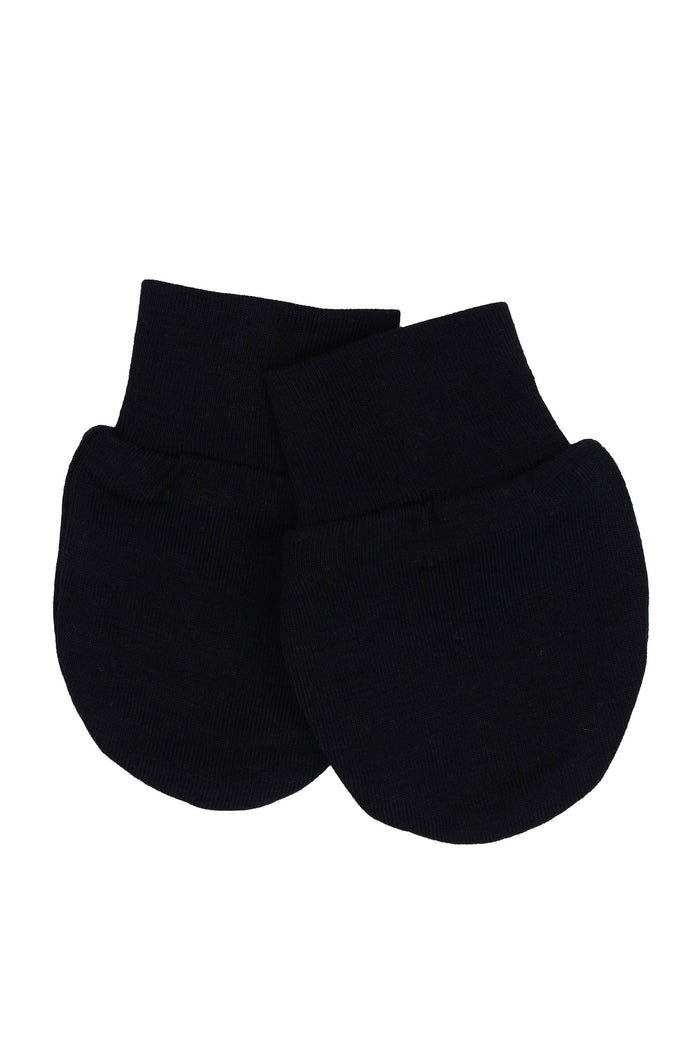 Flat lay of Kyte Baby Scratch Mittens Midnight