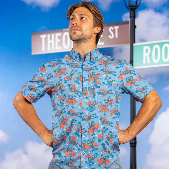RSVLTS Sesame Street Short Sleeve Shirt Sesame Street "Super Grover" – KUNUFLEX Short Sleeve Shirt Sesame Street "Super Grover" – KUNUFLEX Short Sleeve Shirt