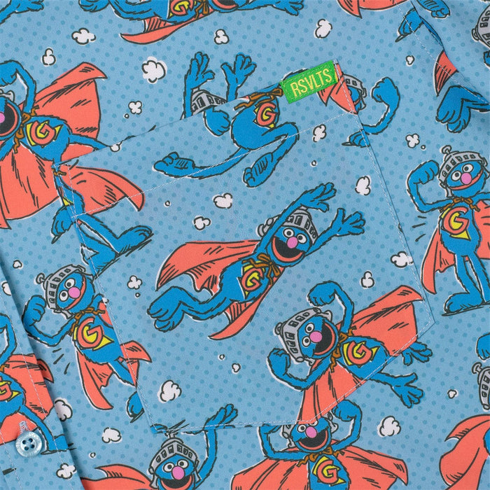 RSVLTS Sesame Street Short Sleeve Shirt Sesame Street "Super Grover" – KUNUFLEX Short Sleeve Shirt Sesame Street "Super Grover" – KUNUFLEX Short Sleeve Shirt