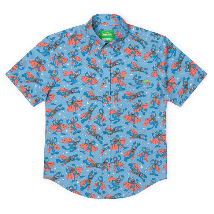 RSVLTS Sesame Street Short Sleeve Shirt Sesame Street "Super Grover" – KUNUFLEX Short Sleeve Shirt Sesame Street "Super Grover" – KUNUFLEX Short Sleeve Shirt