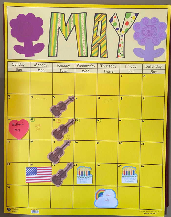 Vertical Calendar - Yellow - Creative Shapes Etc.