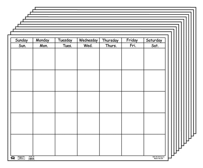 Horizontal Calendar - Set of White - Creative Shapes Etc.