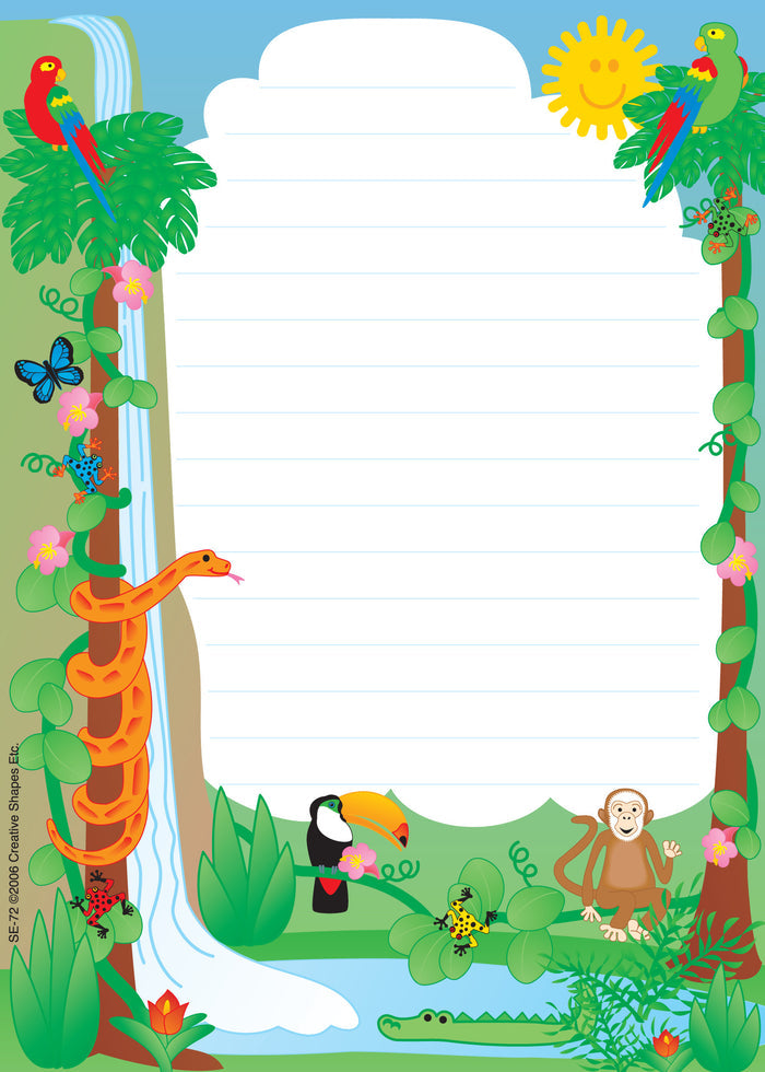 Rainforest-themed lined notepad for kids, perfect for classroom decor