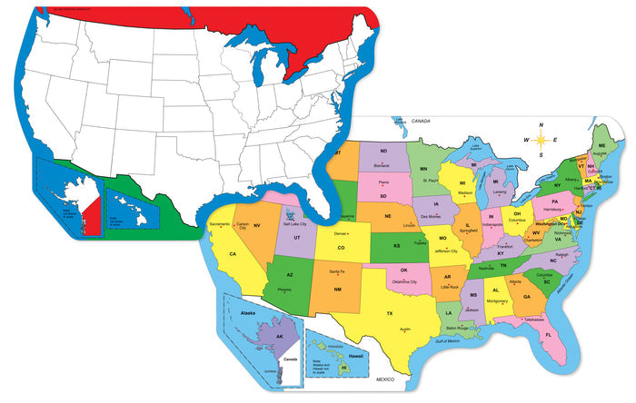 9” x 19” U.S. Practice Map Combo Pack - Creative Shapes Etc.