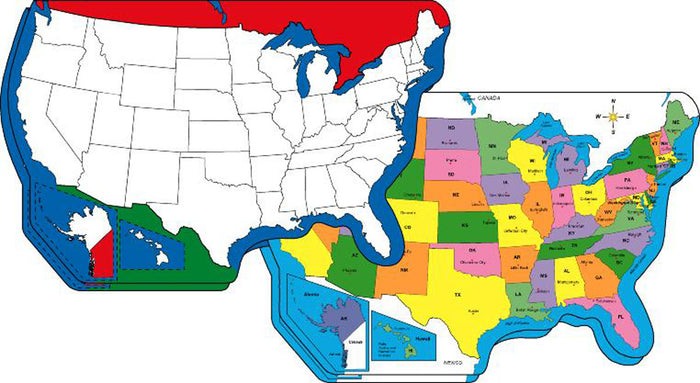 9” x 19” U.S. Practice Map Double Combo Pack - Creative Shapes Etc.