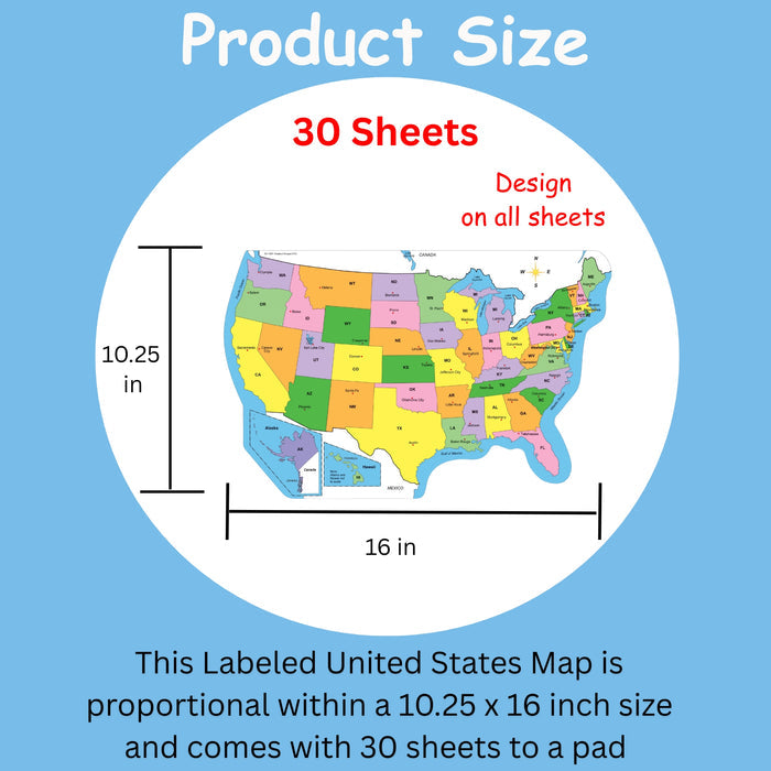 SHAPES ETC. U.S. Practice Map Double Combo Pack- 9” x 19”