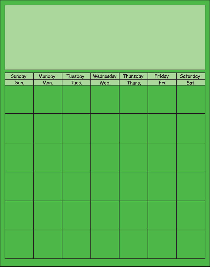 Vertical Calendar - Green - Creative Shapes Etc.