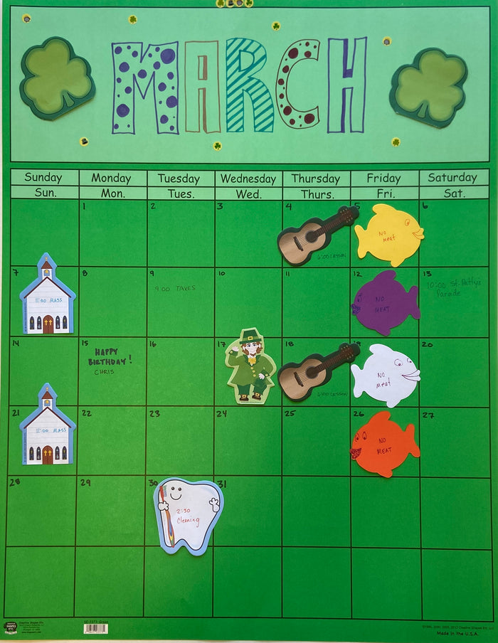 Vertical Calendar - Green - Creative Shapes Etc.