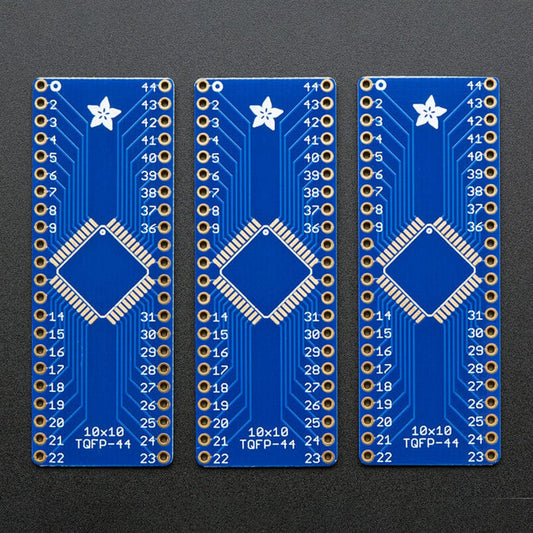 SMT Breakout PCB for 44-QFN or 44-TQFP - 3 Pack by Adafruit - The Pi Hut
