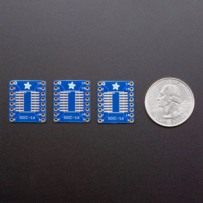 SMT Breakout PCB for SOIC-16 or TSSOP-16 - 3 Pack! by Adafruit - The Pi Hut