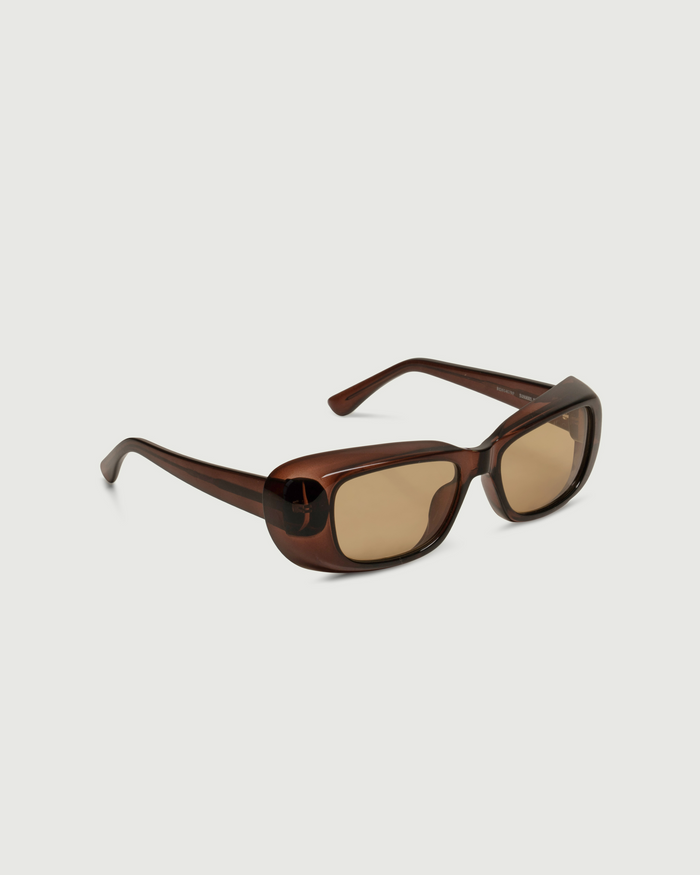 Whiskey::Sonny Sunglasses Square Brown recycled polyester front diagonal