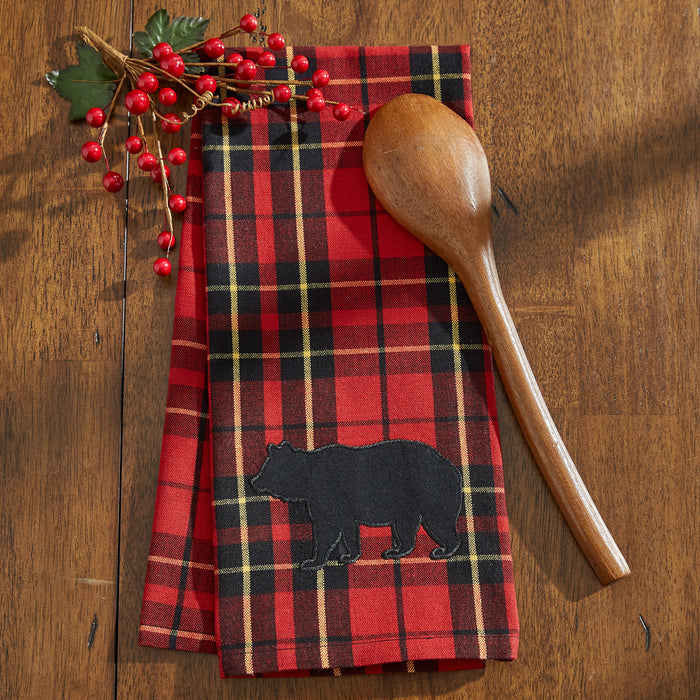 cheerful absorbent sportsman plaid applique kitchen dishtowel