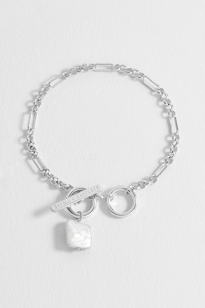 Square Baroque Pearl T-Bar Bracelet