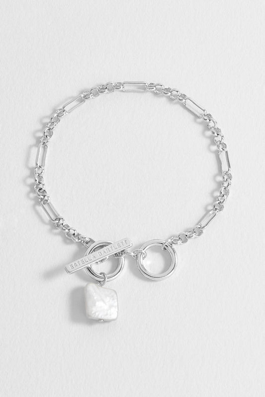Square Baroque Pearl T-Bar Bracelet
