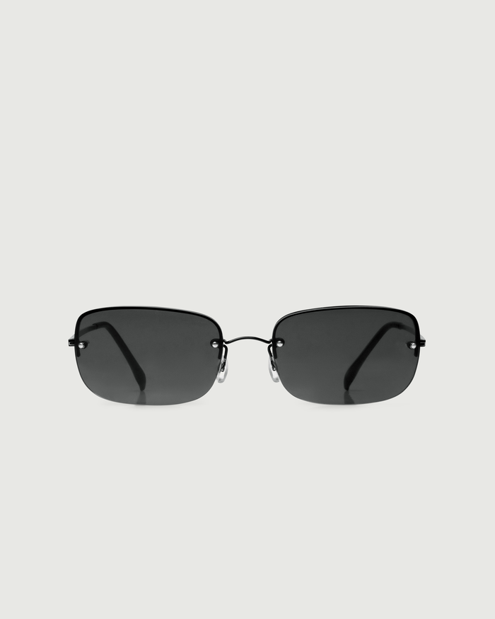Charcoal::Stevie Sunglasses rectangle black metal front