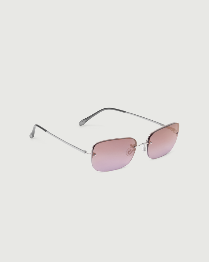 Coin Aurora::Stevie Sunglasses rectangle silver metal front diagonal