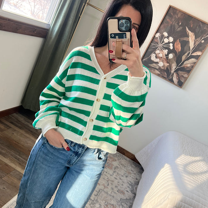Stripe Button Cardigan