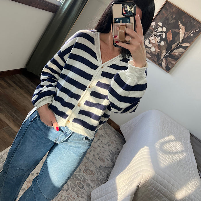 Stripe Button Cardigan
