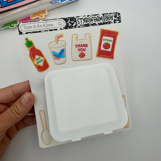 Styrofoam Takeout Box Jumbo Journaling Sticker Pocket