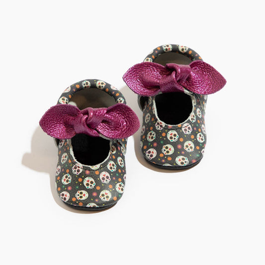 Sugar Skull Knotted Bow Baby Shoe Knotted Bow Mocc Soft Sole