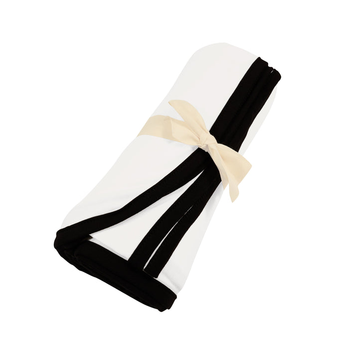 Kyte Baby bamboo Swaddling Blanket in Cloud with Midnight Trim